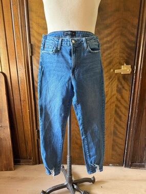 Just Black Medium Blue Ankle Jeans with Distressed Hem